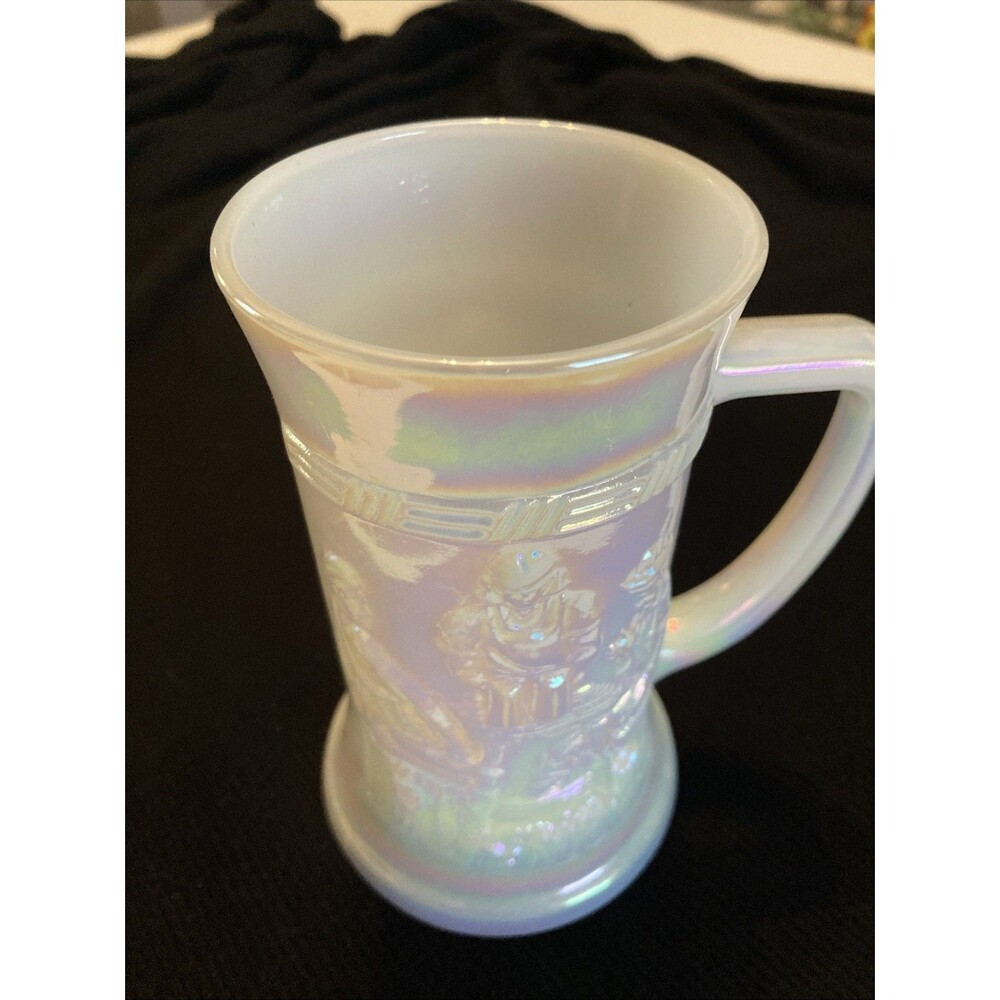 Moonglow White Iridescent Vintage Beer Stein Mug F Heat Proof 10 Ounces